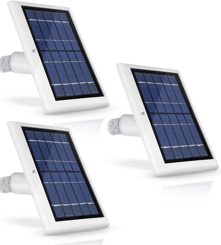 Solar Panel Compatible with Ring Spotlight Cam Plus/Pro/Battery, and Ring Stick up Cam Battery - Includes Barrel Plug with USB C Adapter - 2W 5V Charging (3 Pack, White)
