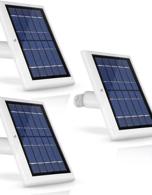 Load image into Gallery viewer, Solar Panel Compatible with Ring Spotlight Cam Plus/Pro/Battery, and Ring Stick up Cam Battery - Includes Barrel Plug with USB C Adapter - 2W 5V Charging (3 Pack, White)
