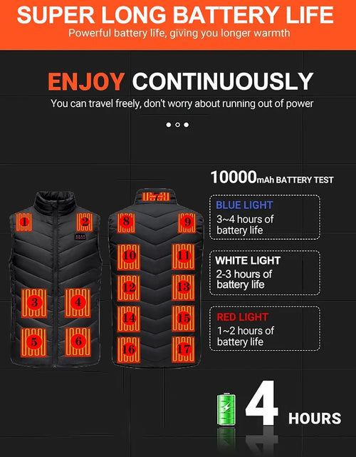 Load image into Gallery viewer, 17/9 Areas Heated Vest Men Electric Heating Vest Usb Heated Jacket Heated Vest Women Heated Bodywarmer Heated down Jacket Winter
