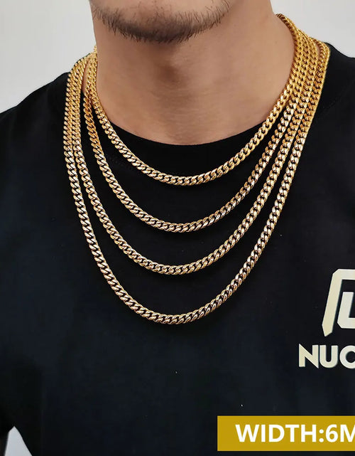 Load image into Gallery viewer, Drop Shipping Hip Hop Three Times Plated Stainless Steel Jewelry Bling Iced Miami Cuban Link Chain Necklace for Men
