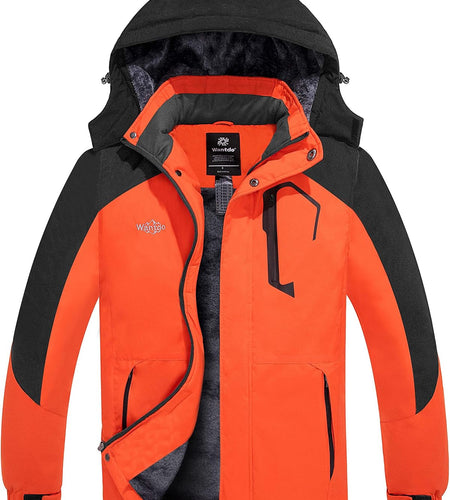 Men'S Mountain Waterproof Ski Jacket Windproof Rain Jacket Winter Warm Hooded Coat