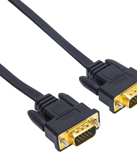 Thin Computer Monitor VGA Cable 6Ft Standard 15 Pin Connector Male to Male VGA Cord Flat Wire for Desktop (6 Feet, Black)