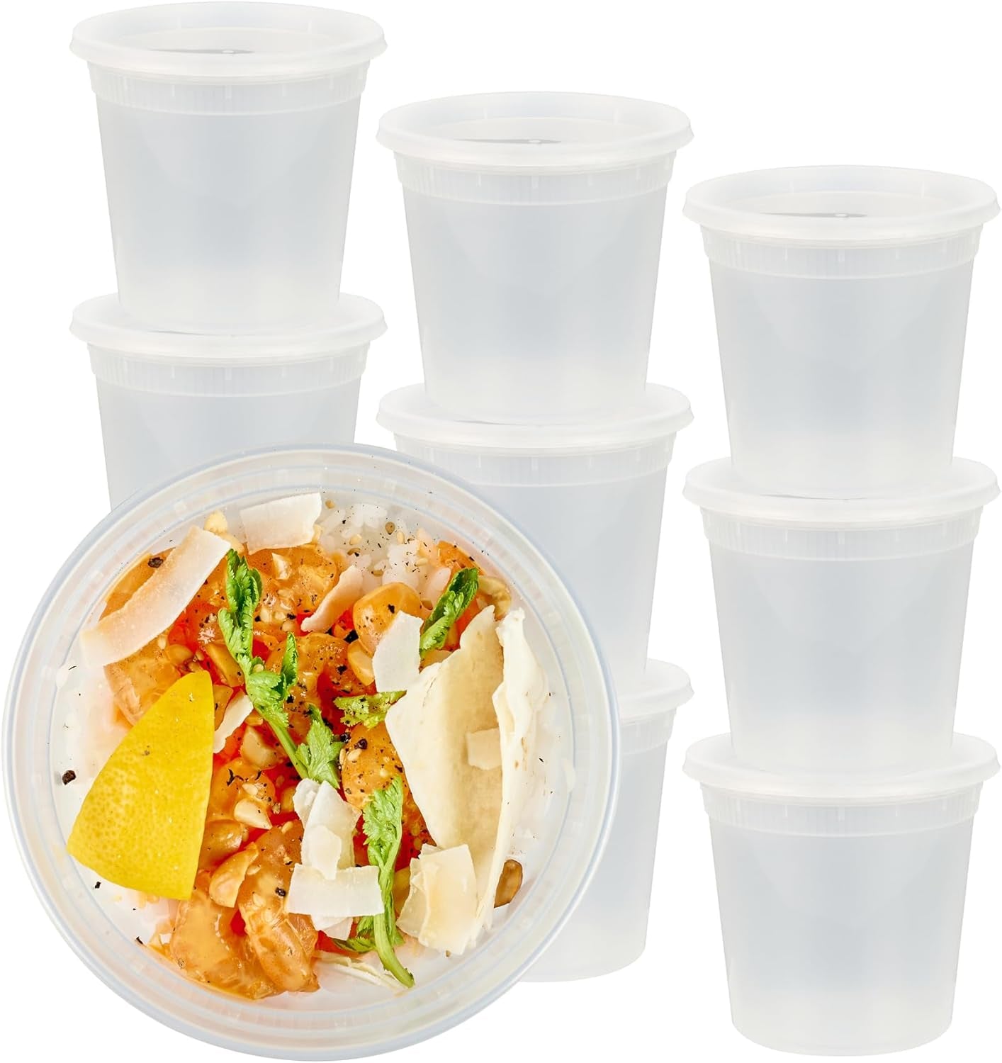 Asporto Microwavable To-Go Container - BPA Free round Soup Container with Clear Plastic Lid - Catering & Takeout - 24 Oz - Clear - Plastic - Disposable - 100Ct Box