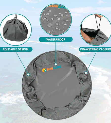 Wetsuit Changing Mat, Waterproof Surf Bag, Drawstring Wetsuit Bag, Surfing Accessories for Kayakers, Dry Bag for Beach, Durable Compact No Leak Mat for Scuba