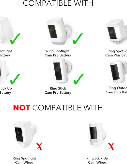 Load image into Gallery viewer, Solar Panel Compatible with Ring Spotlight Cam Plus/Pro/Battery, and Ring Stick up Cam Battery - Includes Barrel Plug with USB C Adapter - 2W 5V Charging (3 Pack, White)
