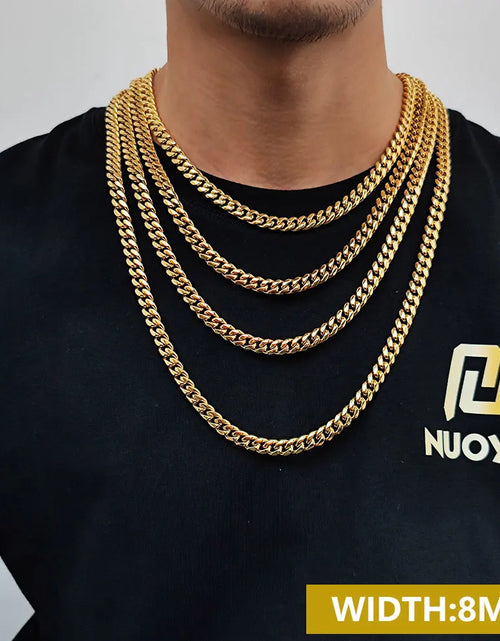 Load image into Gallery viewer, Drop Shipping Hip Hop Three Times Plated Stainless Steel Jewelry Bling Iced Miami Cuban Link Chain Necklace for Men
