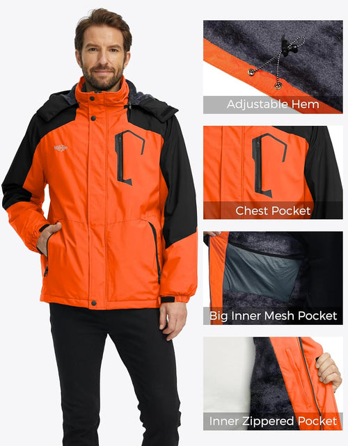 Load image into Gallery viewer, Men'S Mountain Waterproof Ski Jacket Windproof Rain Jacket Winter Warm Hooded Coat
