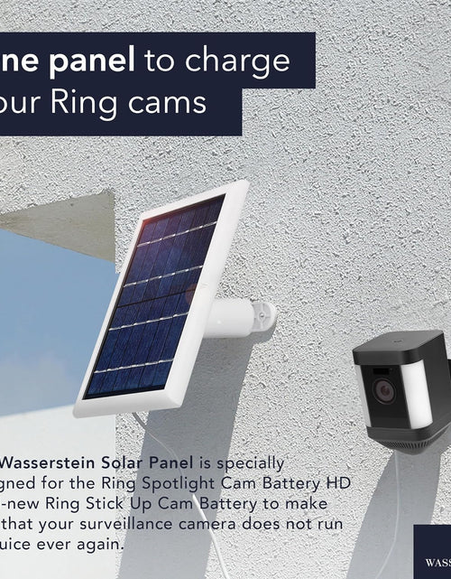 Load image into Gallery viewer, Solar Panel Compatible with Ring Spotlight Cam Plus/Pro/Battery, and Ring Stick up Cam Battery - Includes Barrel Plug with USB C Adapter - 2W 5V Charging (3 Pack, White)
