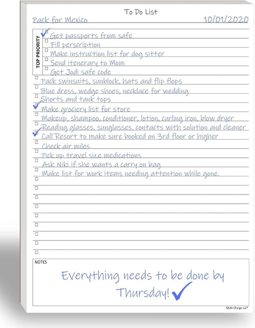 Load image into Gallery viewer, TO DO List Planner Notepad, 50 Page Planning Pad. Undated Todo Checklist W/Priority &amp; Note Sections. Organize &amp; Track Projects, Clients or Daily Tasks. 8.5 X 11, A4 Sheets.
