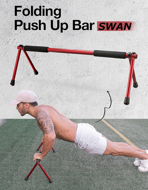 Load image into Gallery viewer, Push up Bar – Folding Dip Bar for Home Workout, Lightweight &amp; Portable Strength Training Equipment for Men &amp; Women, Indoor &amp; Outdoor Use (Hawk)
