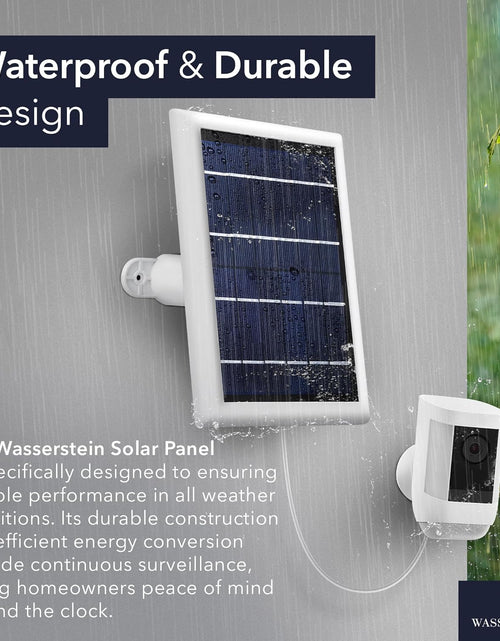Load image into Gallery viewer, Solar Panel Compatible with Ring Spotlight Cam Plus/Pro/Battery, and Ring Stick up Cam Battery - Includes Barrel Plug with USB C Adapter - 2W 5V Charging (3 Pack, White)
