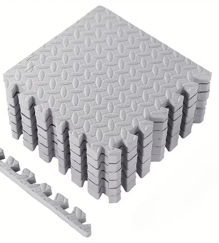 EVA Foam Interlocking Exercise Mat Tiles Extra Thick PVC Gym Flooring for Fitness Yoga Aerobics Non-Slip Black Mat 16Pcs