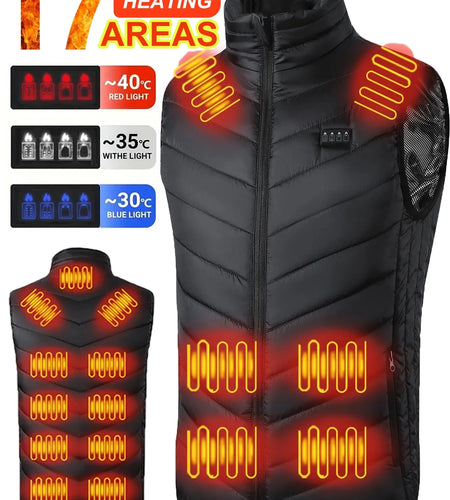 17/9 Areas Heated Vest Men Electric Heating Vest Usb Heated Jacket Heated Vest Women Heated Bodywarmer Heated down Jacket Winter