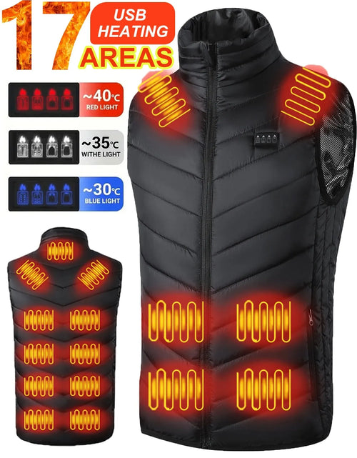 Load image into Gallery viewer, 17/9 Areas Heated Vest Men Electric Heating Vest Usb Heated Jacket Heated Vest Women Heated Bodywarmer Heated down Jacket Winter
