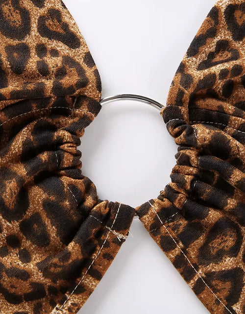 Load image into Gallery viewer, Leopard Printed Sexy Halter Crop Top Women Camis Backless Bandage Lace up Sequins Metal Ring Tank Top 2020 Party Club Bustier
