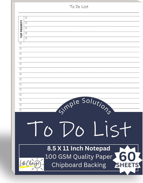 Load image into Gallery viewer, TO DO List Planner Notepad, 50 Page Planning Pad. Undated Todo Checklist W/Priority &amp; Note Sections. Organize &amp; Track Projects, Clients or Daily Tasks. 8.5 X 11, A4 Sheets.
