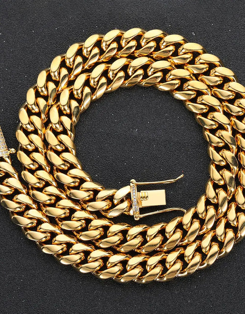 Load image into Gallery viewer, Drop Shipping Hip Hop Three Times Plated Stainless Steel Jewelry Bling Iced Miami Cuban Link Chain Necklace for Men
