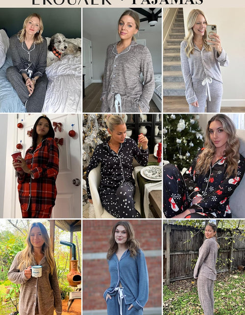Load image into Gallery viewer, Women'S Pajamas Long Sleeve Sleepwear Casual Button down Loungewear Soft Pjs Set S-XXL
